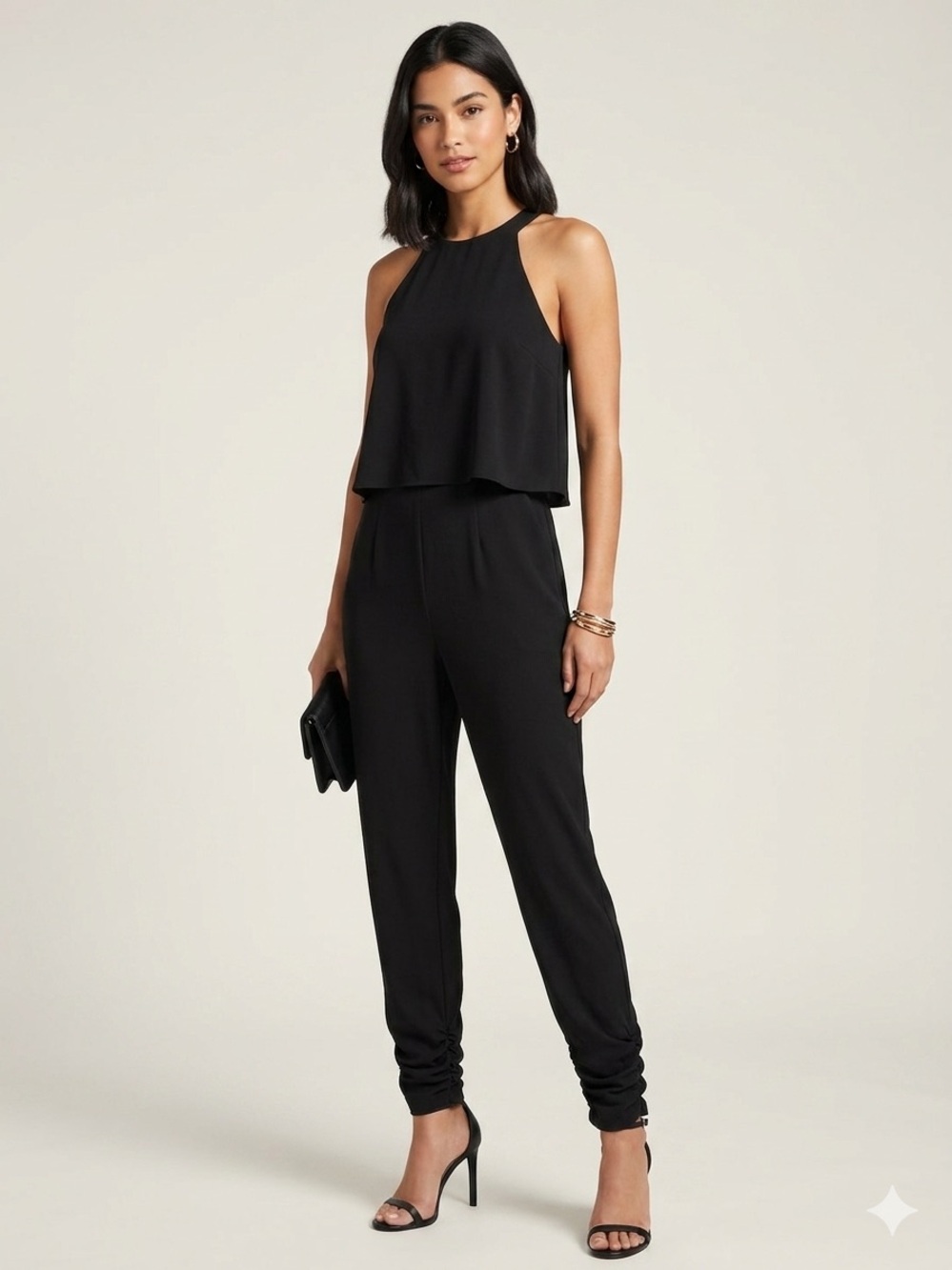 Bar III Black Sleeveless High-Neck Jumpsuit